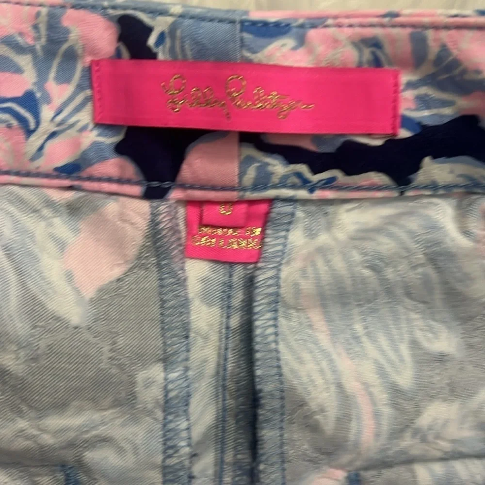 Lilly Pulitzer Kelly ankle pants size 0 floral blue and pink